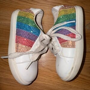 Kurt Geiger Kids White Sneakers with Rainbow Stripes
